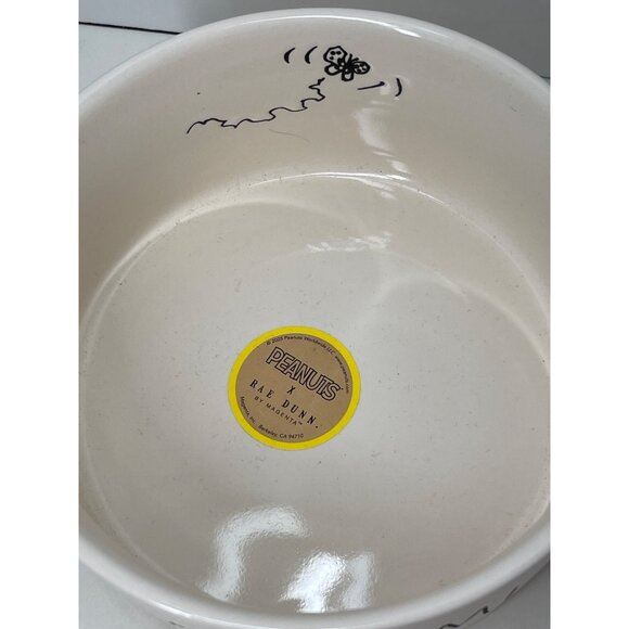 Peanuts X Rae Dunn Ceramic Dog Bowl "Feed Me" Design Dishwasher Safe New - Picture 3 of 4